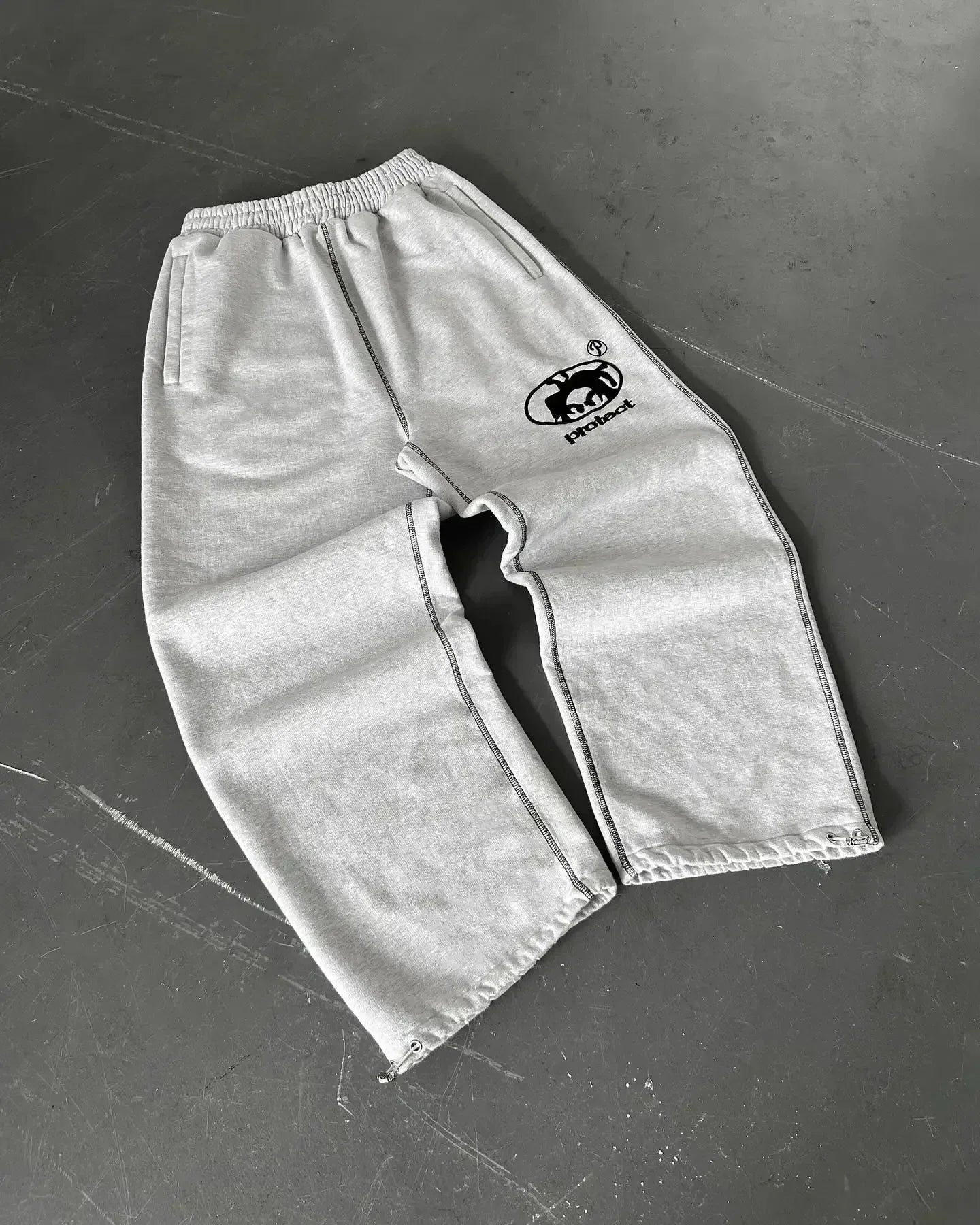 Hip Hop Letter Striped Embroidery Drawstring Sweatpants Y2K Pants Mens Womens Retro Gray Baggy Sweatpants Trousers