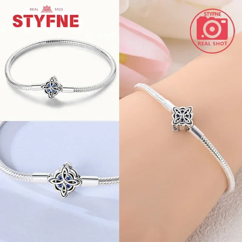 New 925 Silver Celtic Knot Snake Bone Lucky Eye Bracelet Fit Original Charming Bracelet Diy Fine Jewelry Gifts for Women