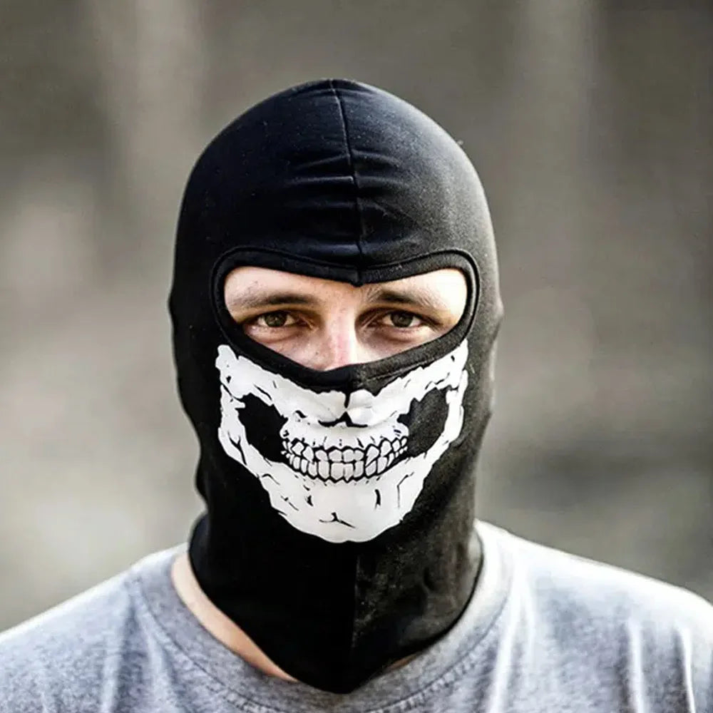 Halloween Skull Print Balaclava Cosplay Costume Ghost Full Face Bike Face Mask Outdoor Motorcycle Riding Men Hat Ski Caps