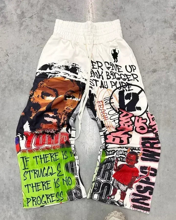 Hip Hop Letter Striped Embroidery Drawstring Sweatpants Y2K Pants Mens Womens Retro Gray Baggy Sweatpants Trousers