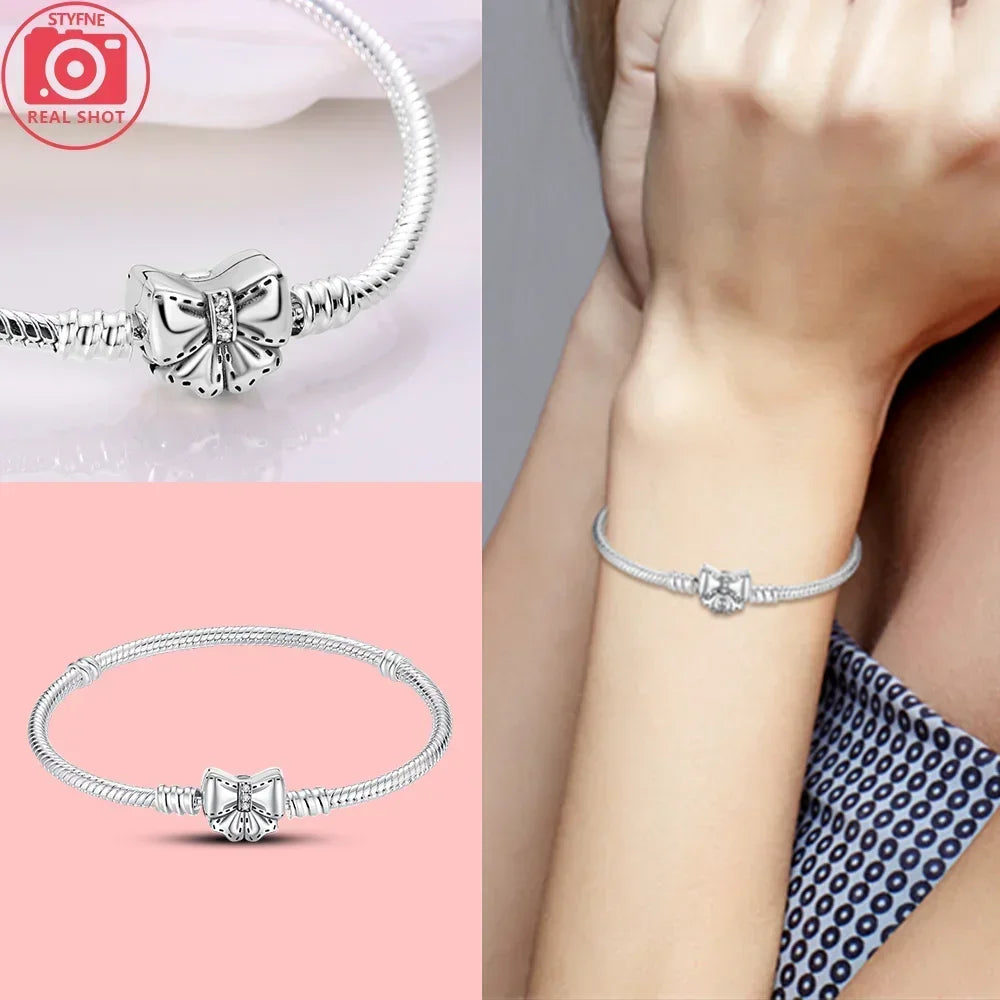 New 925 Silver Celtic Knot Snake Bone Lucky Eye Bracelet Fit Original Charming Bracelet Diy Fine Jewelry Gifts for Women