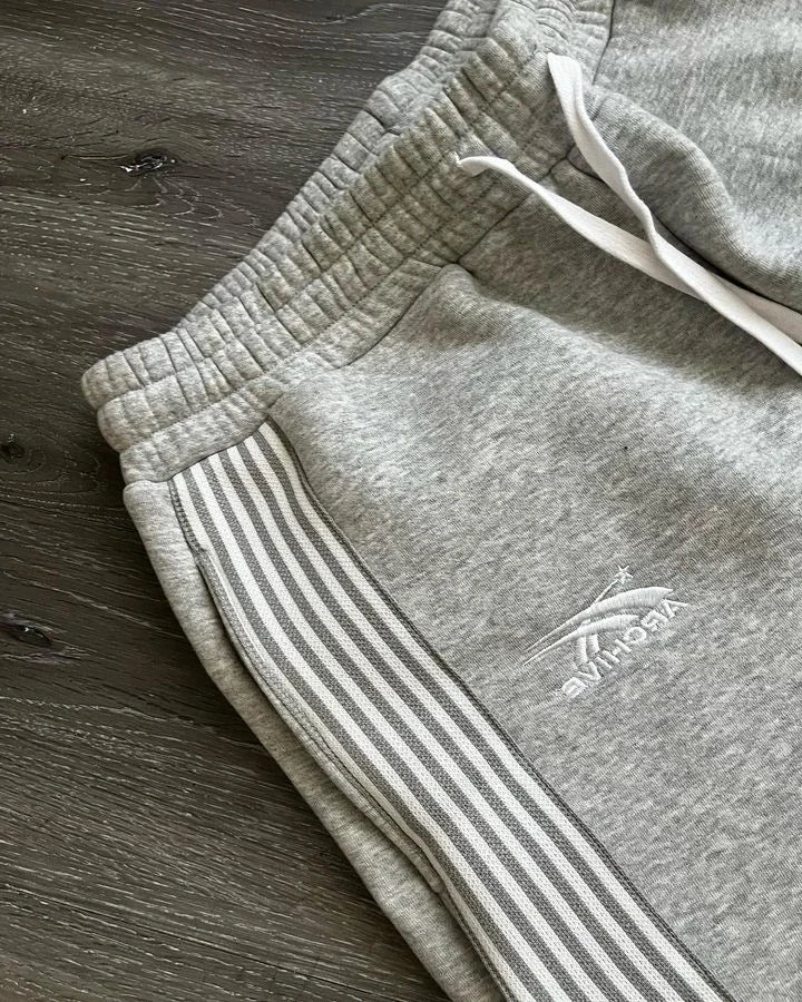 Hip Hop Letter Striped Embroidery Drawstring Sweatpants Y2K Pants Mens Womens Retro Gray Baggy Sweatpants Trousers