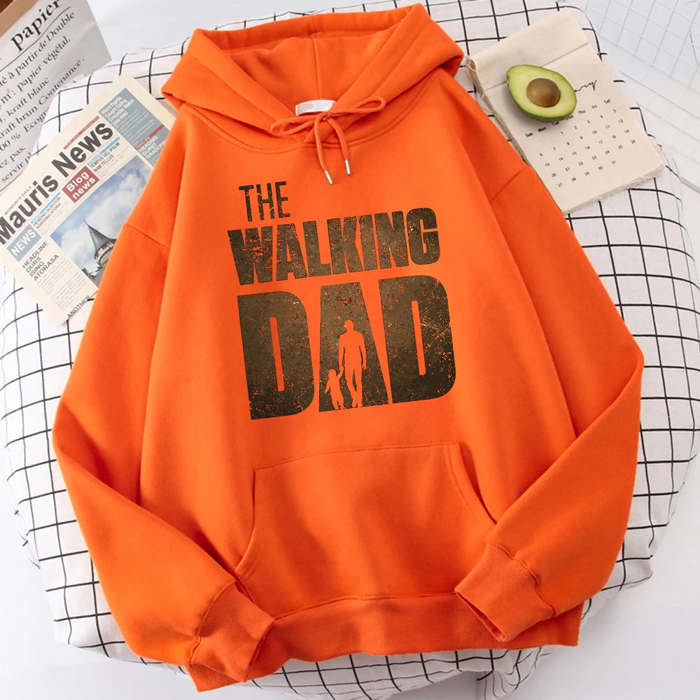 The Walking Dad Printing Men Hoodie Street Fleece Hoody Hipster Crewneck Autumn Sweatshirt Hip Hop Oversize Clothing Unisex