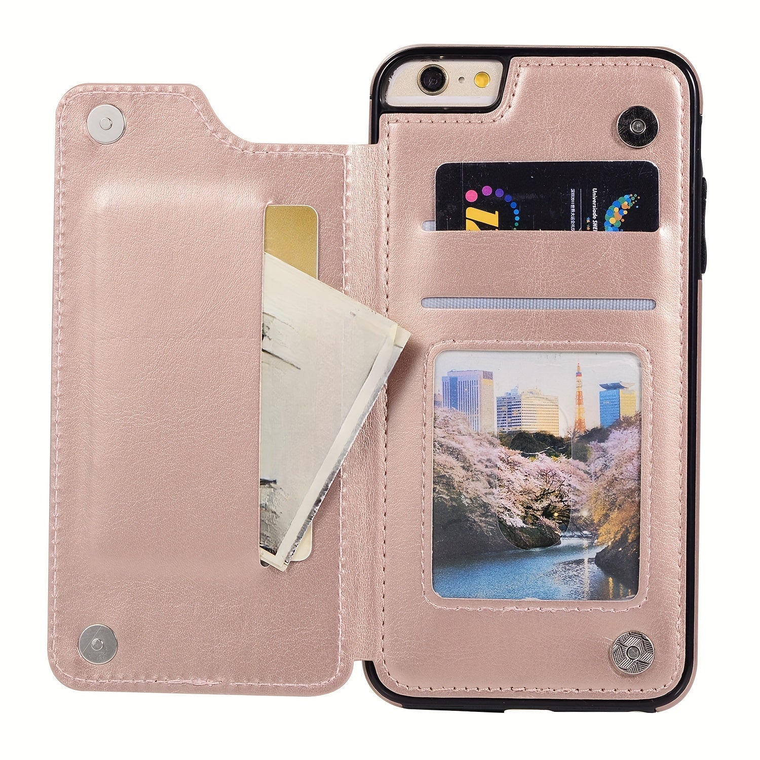 for iPhone 16 15 14 13 12 11 Pro Max XR XS Max SE 2022/2020 7 8 Plus Wallet Case with Card Holder, Faux Leather Kickstand Card Slots Case, Double Magnetic Clasp and Durable Shockproof Cover