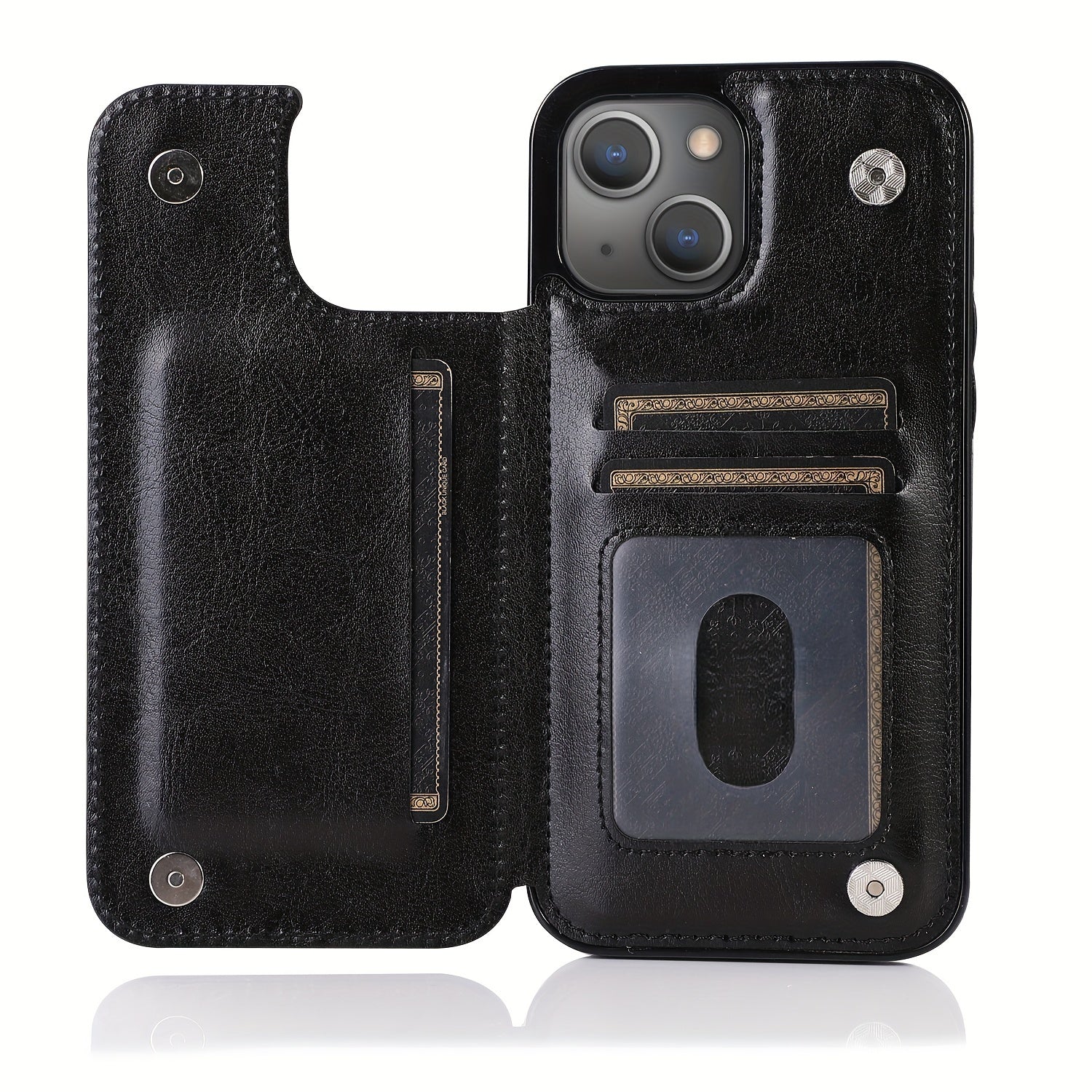for iPhone 16 15 14 13 12 11 Pro Max XR XS Max SE 2022/2020 7 8 Plus Wallet Case with Card Holder, Faux Leather Kickstand Card Slots Case, Double Magnetic Clasp and Durable Shockproof Cover