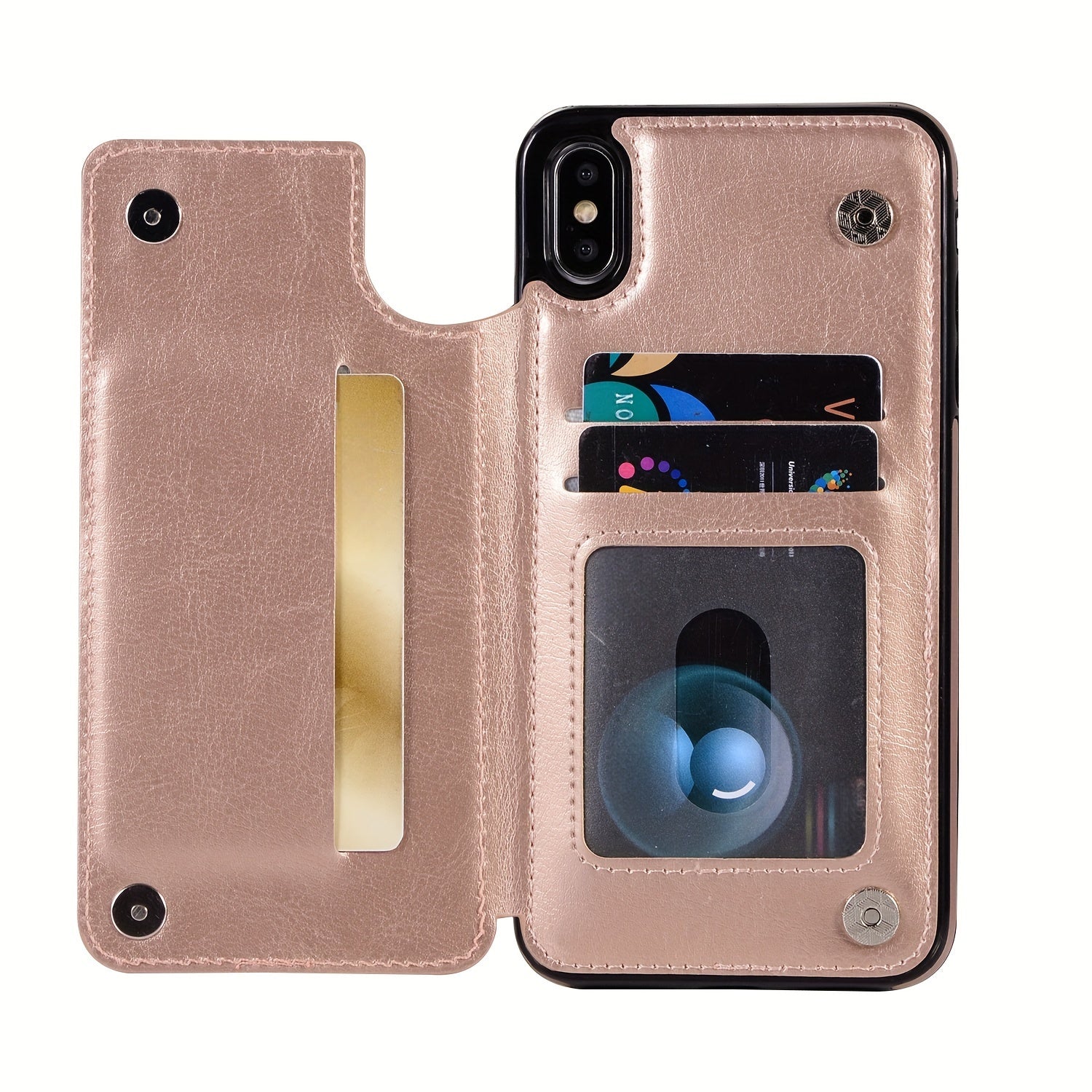 for iPhone 16 15 14 13 12 11 Pro Max XR XS Max SE 2022/2020 7 8 Plus Wallet Case with Card Holder, Faux Leather Kickstand Card Slots Case, Double Magnetic Clasp and Durable Shockproof Cover