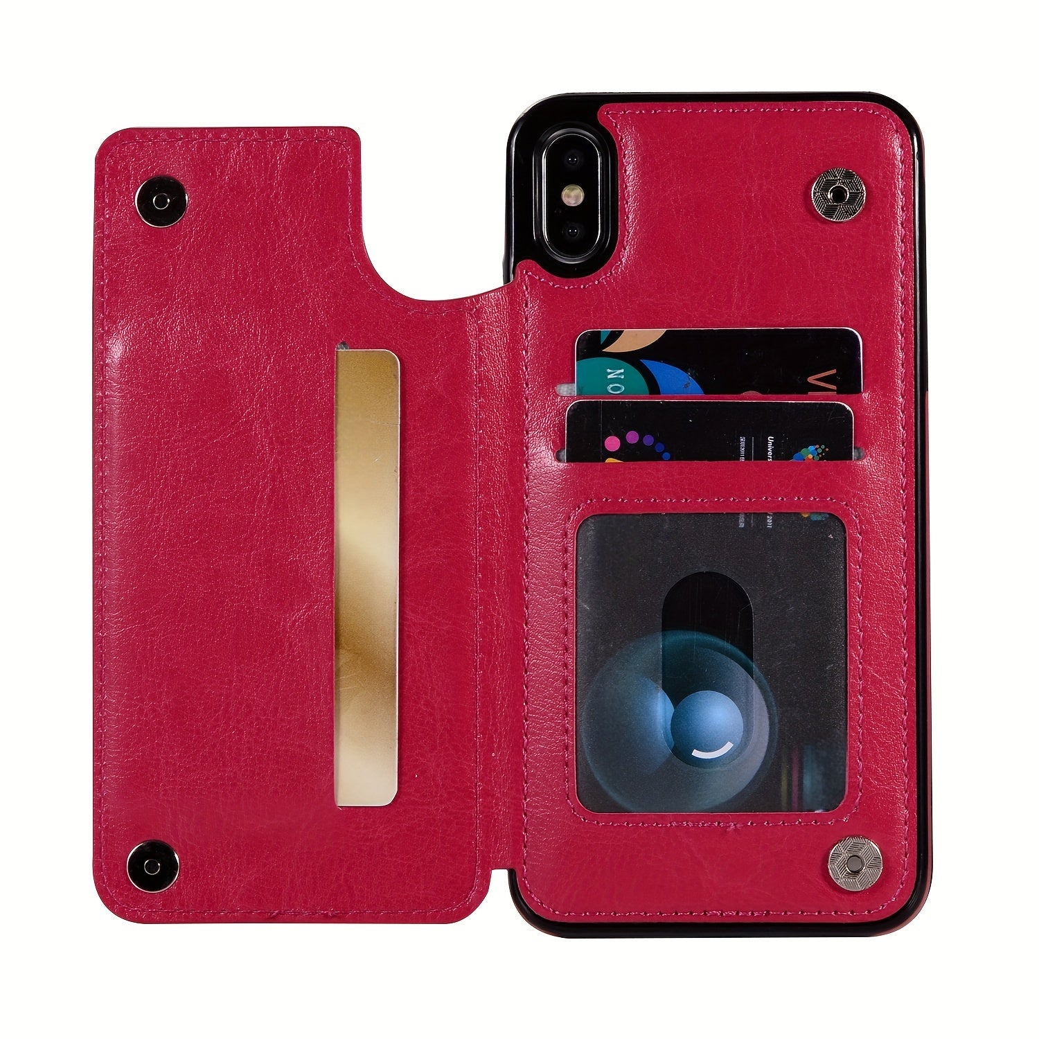 for iPhone 16 15 14 13 12 11 Pro Max XR XS Max SE 2022/2020 7 8 Plus Wallet Case with Card Holder, Faux Leather Kickstand Card Slots Case, Double Magnetic Clasp and Durable Shockproof Cover
