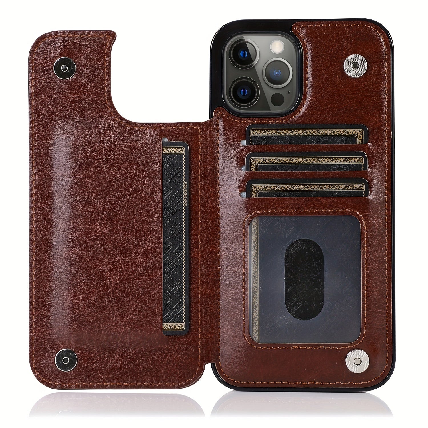 for iPhone 16 15 14 13 12 11 Pro Max XR XS Max SE 2022/2020 7 8 Plus Wallet Case with Card Holder, Faux Leather Kickstand Card Slots Case, Double Magnetic Clasp and Durable Shockproof Cover