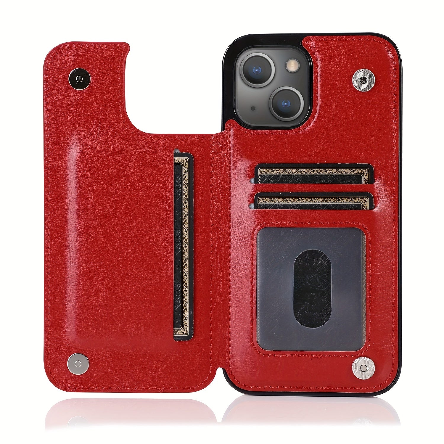 for iPhone 16 15 14 13 12 11 Pro Max XR XS Max SE 2022/2020 7 8 Plus Wallet Case with Card Holder, Faux Leather Kickstand Card Slots Case, Double Magnetic Clasp and Durable Shockproof Cover