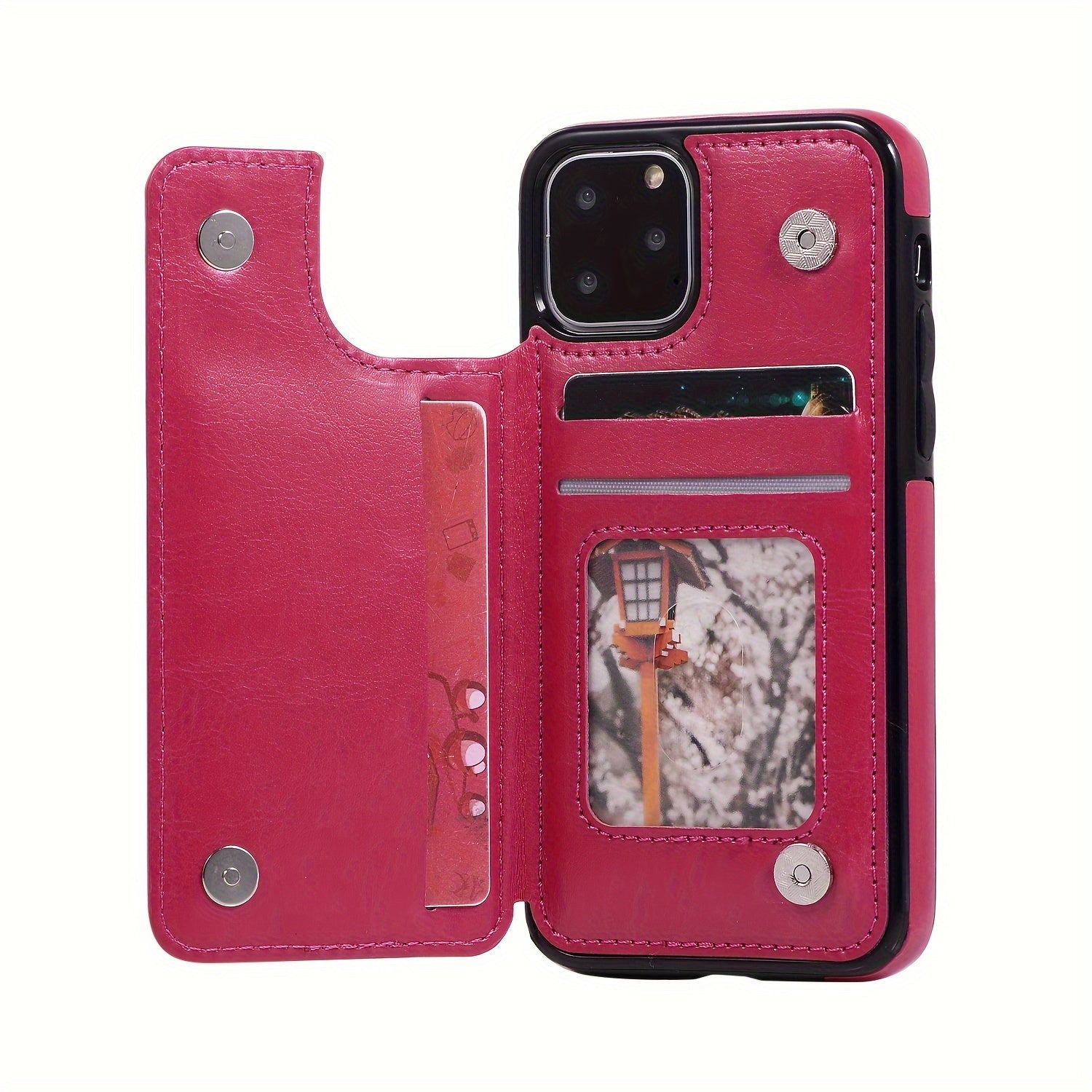 for iPhone 16 15 14 13 12 11 Pro Max XR XS Max SE 2022/2020 7 8 Plus Wallet Case with Card Holder, Faux Leather Kickstand Card Slots Case, Double Magnetic Clasp and Durable Shockproof Cover