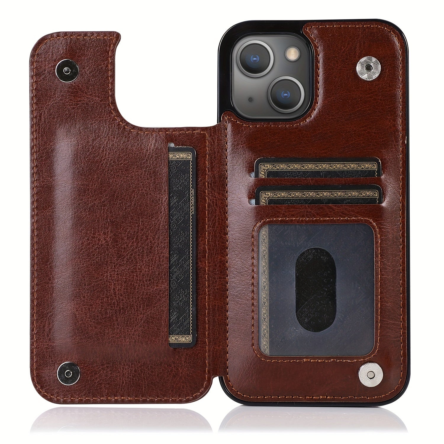 for iPhone 16 15 14 13 12 11 Pro Max XR XS Max SE 2022/2020 7 8 Plus Wallet Case with Card Holder, Faux Leather Kickstand Card Slots Case, Double Magnetic Clasp and Durable Shockproof Cover