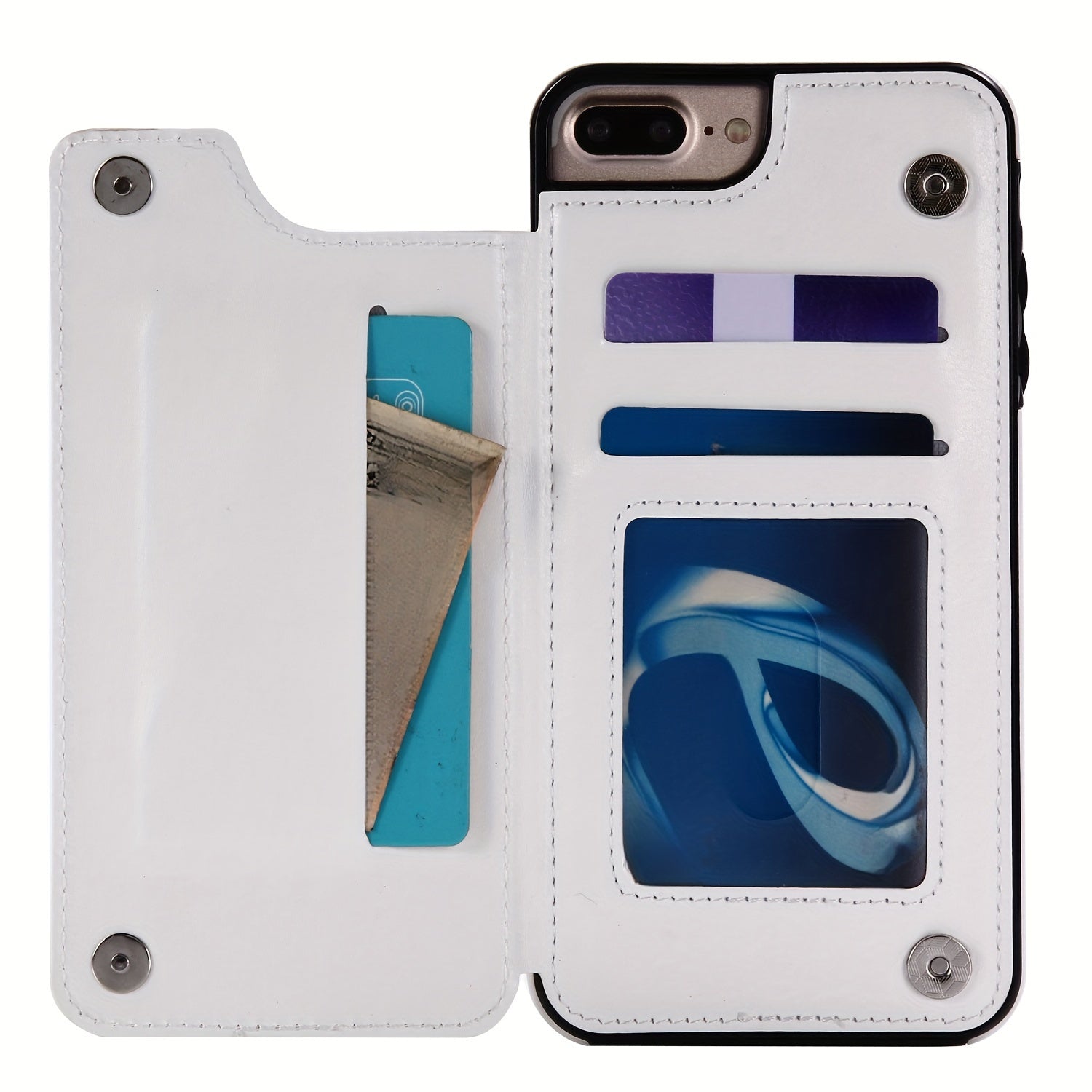 for iPhone 16 15 14 13 12 11 Pro Max XR XS Max SE 2022/2020 7 8 Plus Wallet Case with Card Holder, Faux Leather Kickstand Card Slots Case, Double Magnetic Clasp and Durable Shockproof Cover