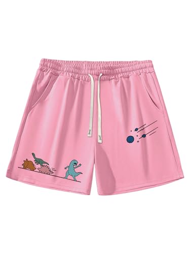 GORGLITTER Men's Letter Graphic Track Shorts Drawstring Waist Summer Workout Shorts Streetwear