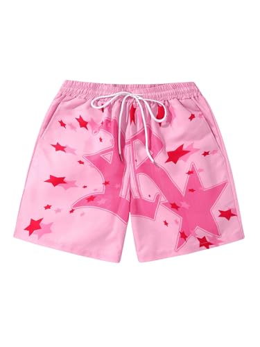 GORGLITTER Men's Letter Graphic Track Shorts Drawstring Waist Summer Workout Shorts Streetwear