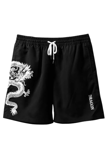 GORGLITTER Men's Letter Graphic Track Shorts Drawstring Waist Summer Workout Shorts Streetwear
