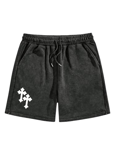 Floerns Men's Graphic Print Drawstring Waist Track Shorts Grunge Streetwear Shorts