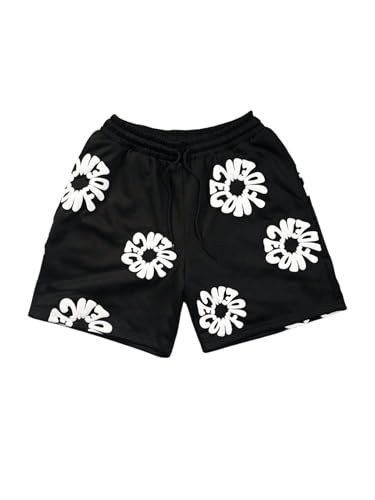 GORGLITTER Men's Letter Graphic Track Shorts Drawstring Waist Summer Workout Shorts Streetwear