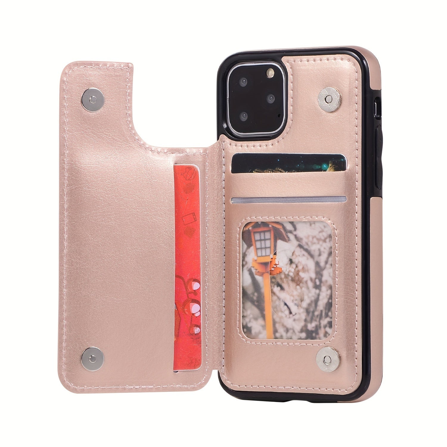 for iPhone 16 15 14 13 12 11 Pro Max XR XS Max SE 2022/2020 7 8 Plus Wallet Case with Card Holder, Faux Leather Kickstand Card Slots Case, Double Magnetic Clasp and Durable Shockproof Cover