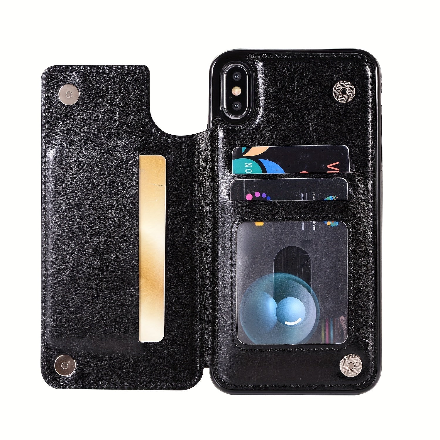 for iPhone 16 15 14 13 12 11 Pro Max XR XS Max SE 2022/2020 7 8 Plus Wallet Case with Card Holder, Faux Leather Kickstand Card Slots Case, Double Magnetic Clasp and Durable Shockproof Cover