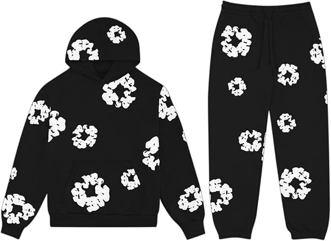 2 PCS Graphic Hoodies Vintage Printed Hoodie Sweatshirt Casual Oversized Long Sleeve Streetwear Hooded Pullover