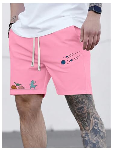 GORGLITTER Men's Letter Graphic Track Shorts Drawstring Waist Summer Workout Shorts Streetwear