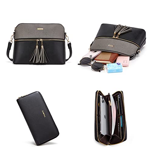 Women Fashion Synthetic Leather Handbags Tote Bag Shoulder Bag Top Handle Satchel Purse Set 4pcs