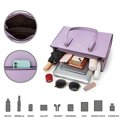 Women Fashion Synthetic Leather Handbags Tote Bag Shoulder Bag Top Handle Satchel Purse Set 4pcs
