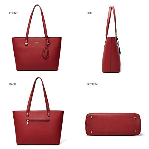 Women Fashion Synthetic Leather Handbags Tote Bag Shoulder Bag Top Handle Satchel Purse Set 4pcs