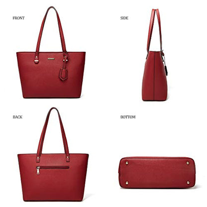 Women Fashion Synthetic Leather Handbags Tote Bag Shoulder Bag Top Handle Satchel Purse Set 4pcs