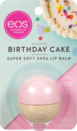 eos Natural Shea Lip Balm- Birthday Cake, All-Day Moisture Lip Care Products, 0.14 oz