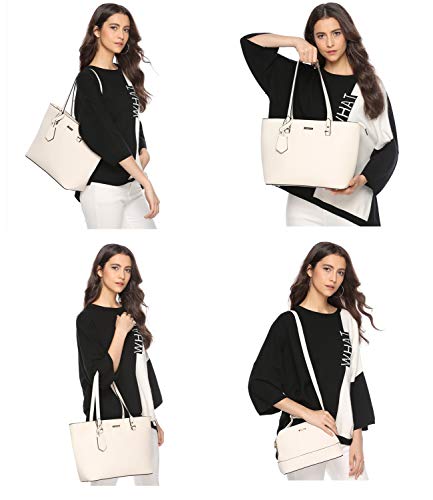 Women Fashion Synthetic Leather Handbags Tote Bag Shoulder Bag Top Handle Satchel Purse Set 4pcs