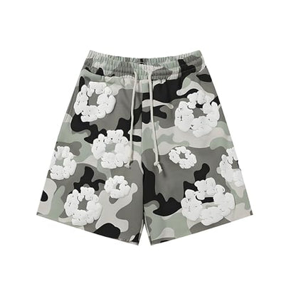 Foam Print, Shorts Made of Pure Cotton Material, Denim Tears Summer Shorts, Summer T-Shirt, Unisex Casual, Shorts