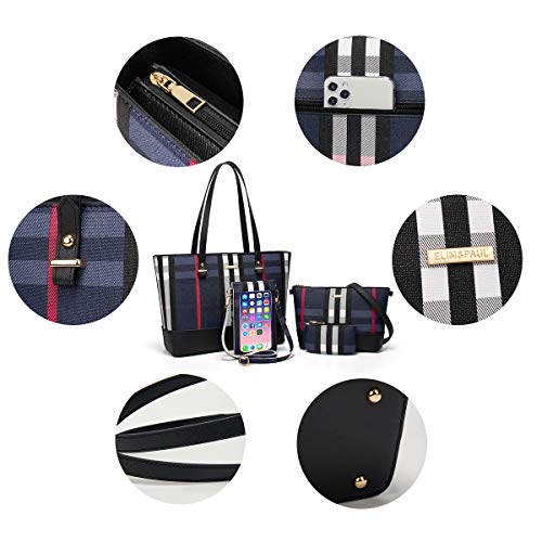 Women Fashion Synthetic Leather Handbags Tote Bag Shoulder Bag Top Handle Satchel Purse Set 4pcs