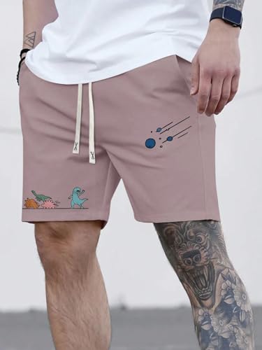 GORGLITTER Men's Letter Graphic Track Shorts Drawstring Waist Summer Workout Shorts Streetwear