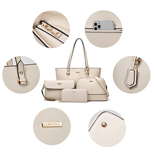 Women Fashion Synthetic Leather Handbags Tote Bag Shoulder Bag Top Handle Satchel Purse Set 4pcs