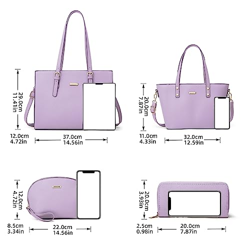 Women Fashion Synthetic Leather Handbags Tote Bag Shoulder Bag Top Handle Satchel Purse Set 4pcs