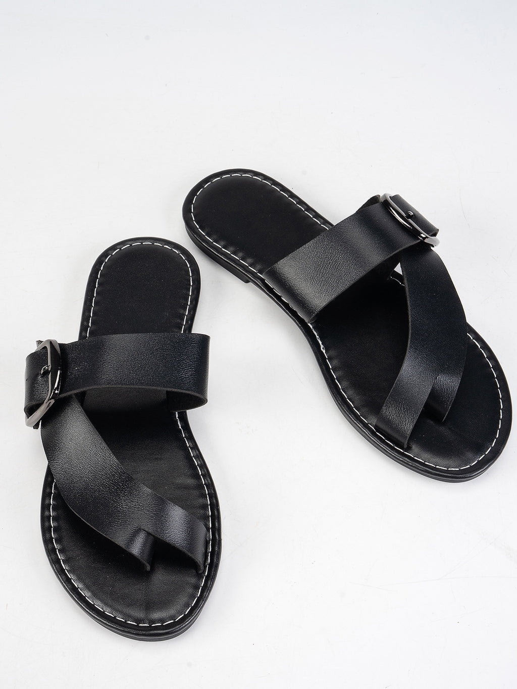 Summer Buckle Toe Clip Sandals Fashion Flat Beach Shoes Casual Comfortable Slides Slippers