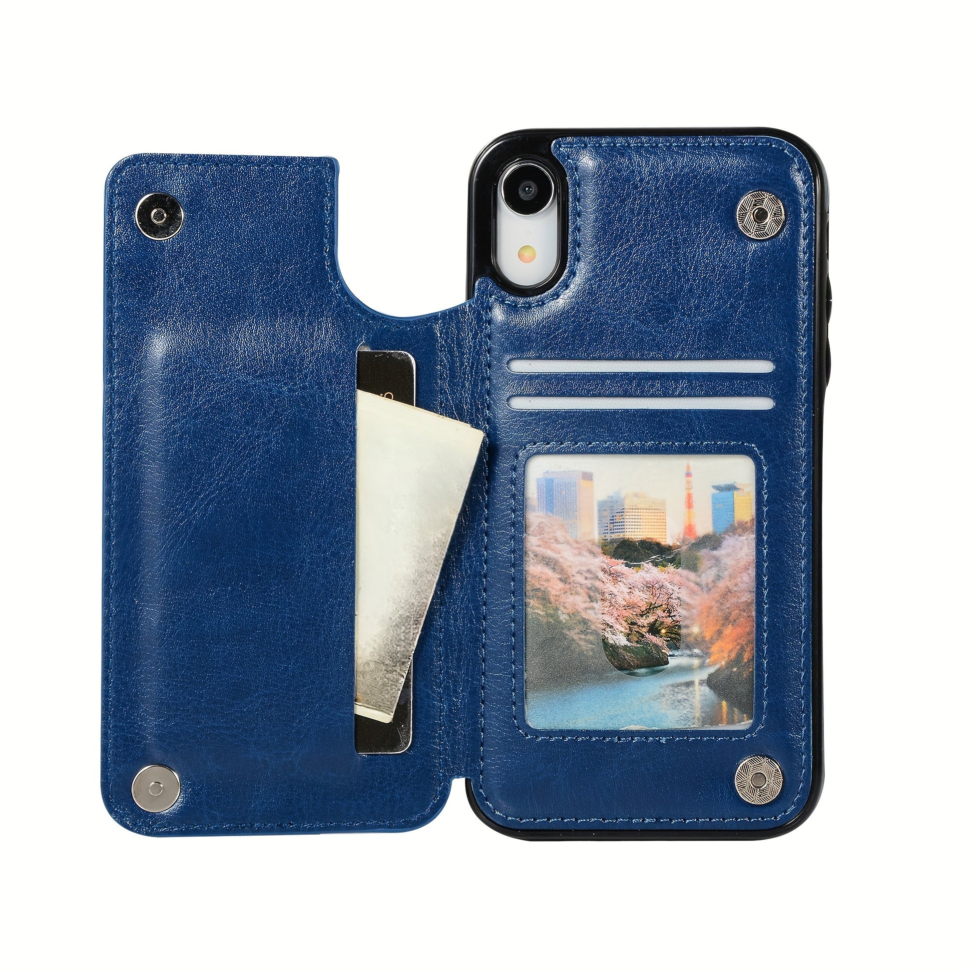 for iPhone 16 15 14 13 12 11 Pro Max XR XS Max SE 2022/2020 7 8 Plus Wallet Case with Card Holder, Faux Leather Kickstand Card Slots Case, Double Magnetic Clasp and Durable Shockproof Cover