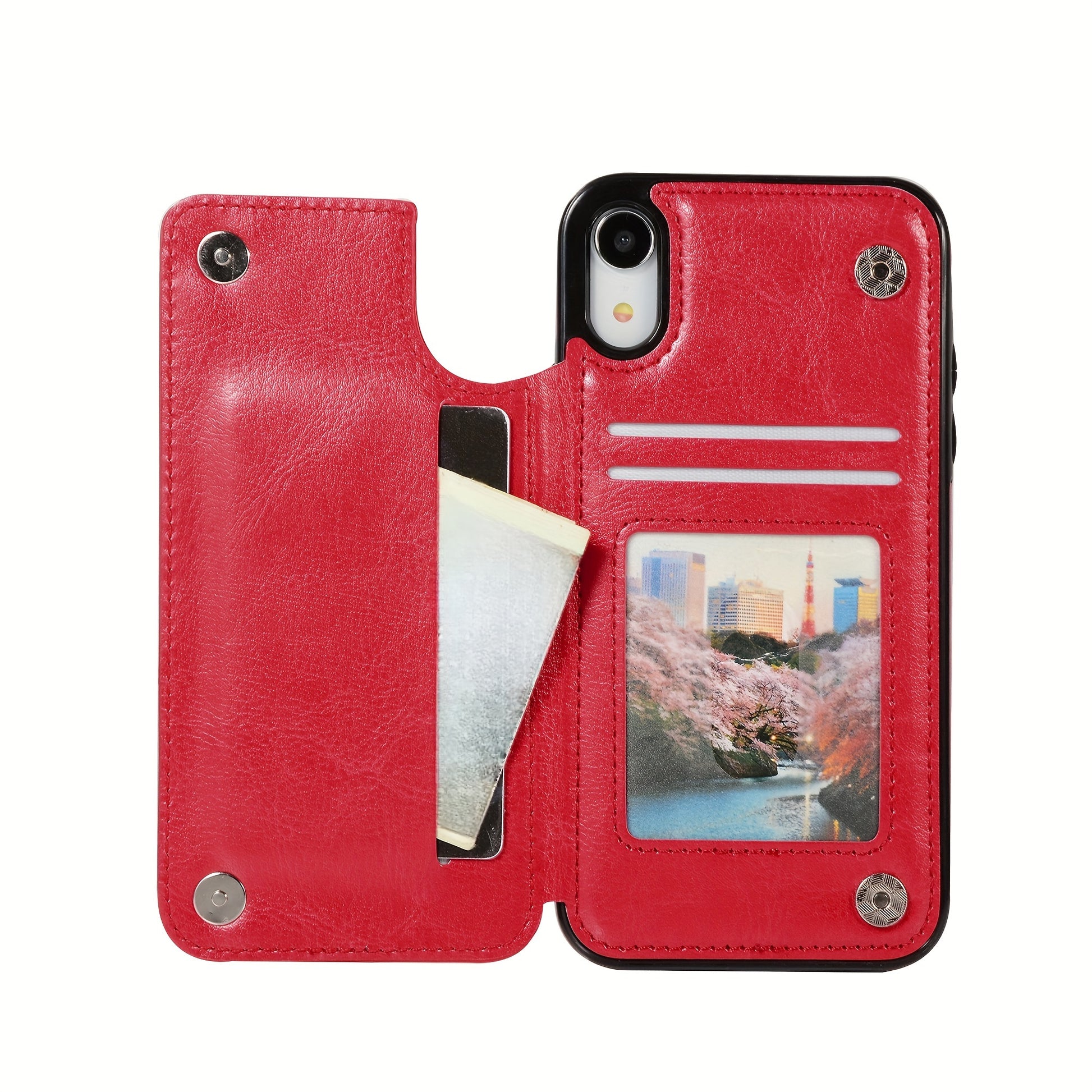 for iPhone 16 15 14 13 12 11 Pro Max XR XS Max SE 2022/2020 7 8 Plus Wallet Case with Card Holder, Faux Leather Kickstand Card Slots Case, Double Magnetic Clasp and Durable Shockproof Cover