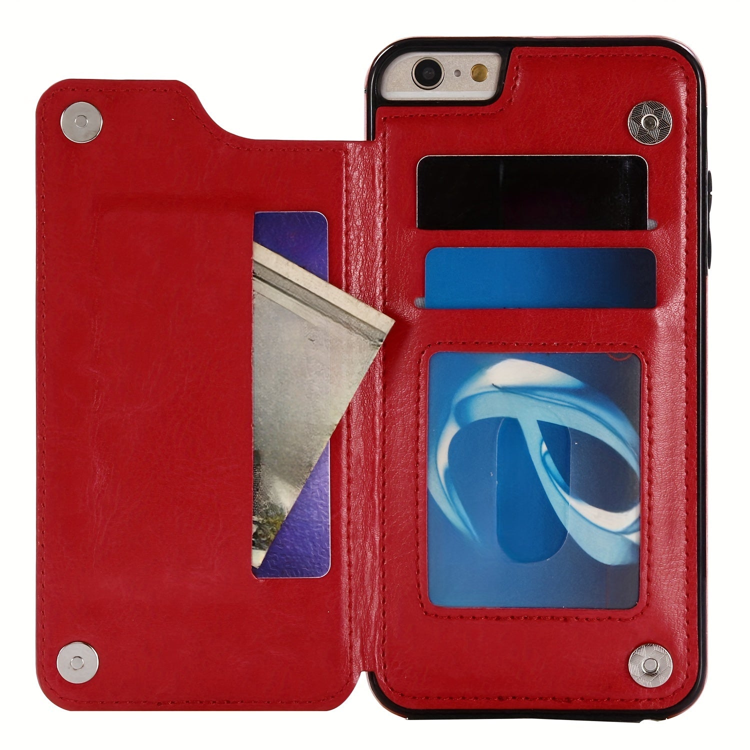 for iPhone 16 15 14 13 12 11 Pro Max XR XS Max SE 2022/2020 7 8 Plus Wallet Case with Card Holder, Faux Leather Kickstand Card Slots Case, Double Magnetic Clasp and Durable Shockproof Cover