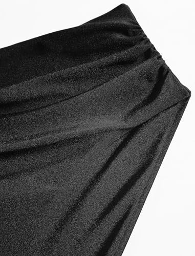 ZAFUL Women Strapless Bandeau Bikini U Wired Ruched 2 Piece Swimwear Cheeky Lace up Bathing Suits