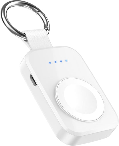 i.VALUX Portable Wireless Charger for Apple Watch Series 10/9/8/UItra/7/6/5/4/3/2/SE/Nike, Compact Magnetic iWatch Charger 1000mAh Power Bank Travel Keychain Style Gift for Mother Girl Birthday-Pink