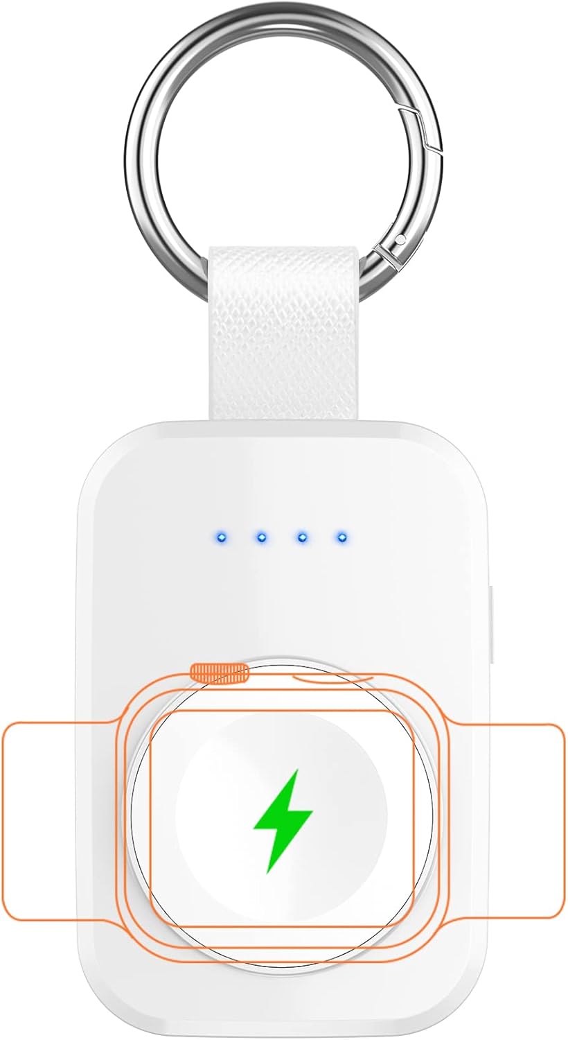 i.VALUX Portable Wireless Charger for Apple Watch Series 10/9/8/UItra/7/6/5/4/3/2/SE/Nike, Compact Magnetic iWatch Charger 1000mAh Power Bank Travel Keychain Style Gift for Mother Girl Birthday-Pink