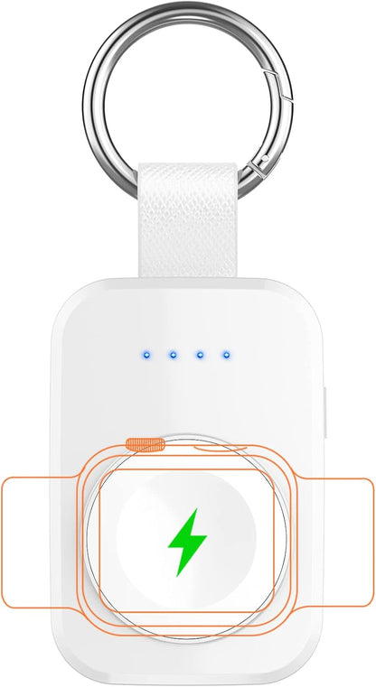 i.VALUX Portable Wireless Charger for Apple Watch Series 10/9/8/UItra/7/6/5/4/3/2/SE/Nike, Compact Magnetic iWatch Charger 1000mAh Power Bank Travel Keychain Style Gift for Mother Girl Birthday-Pink