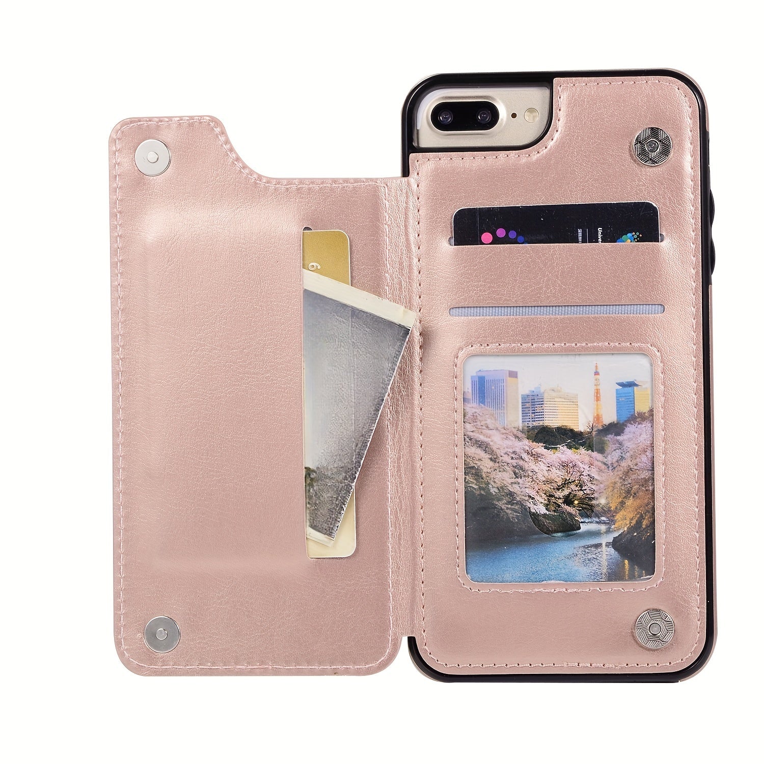 for iPhone 16 15 14 13 12 11 Pro Max XR XS Max SE 2022/2020 7 8 Plus Wallet Case with Card Holder, Faux Leather Kickstand Card Slots Case, Double Magnetic Clasp and Durable Shockproof Cover