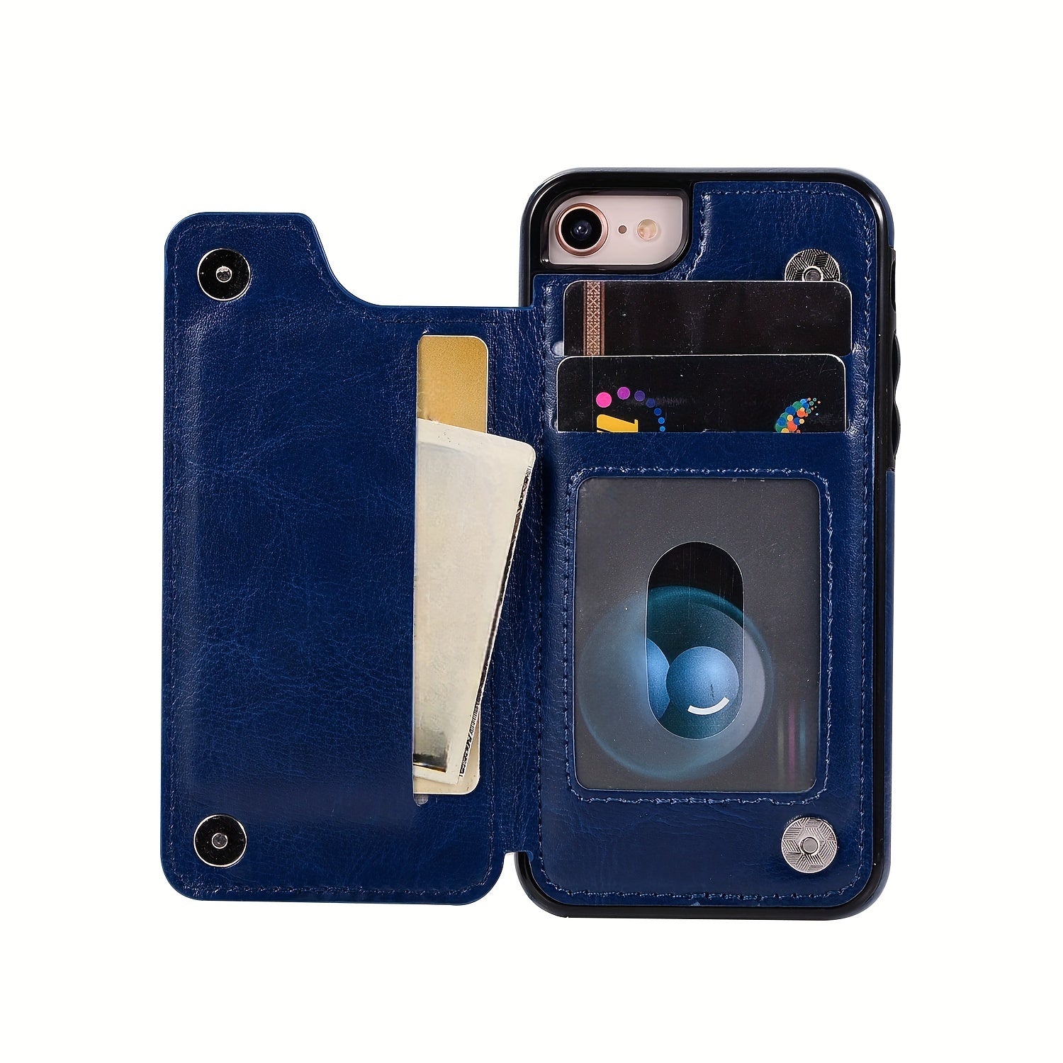 for iPhone 16 15 14 13 12 11 Pro Max XR XS Max SE 2022/2020 7 8 Plus Wallet Case with Card Holder, Faux Leather Kickstand Card Slots Case, Double Magnetic Clasp and Durable Shockproof Cover