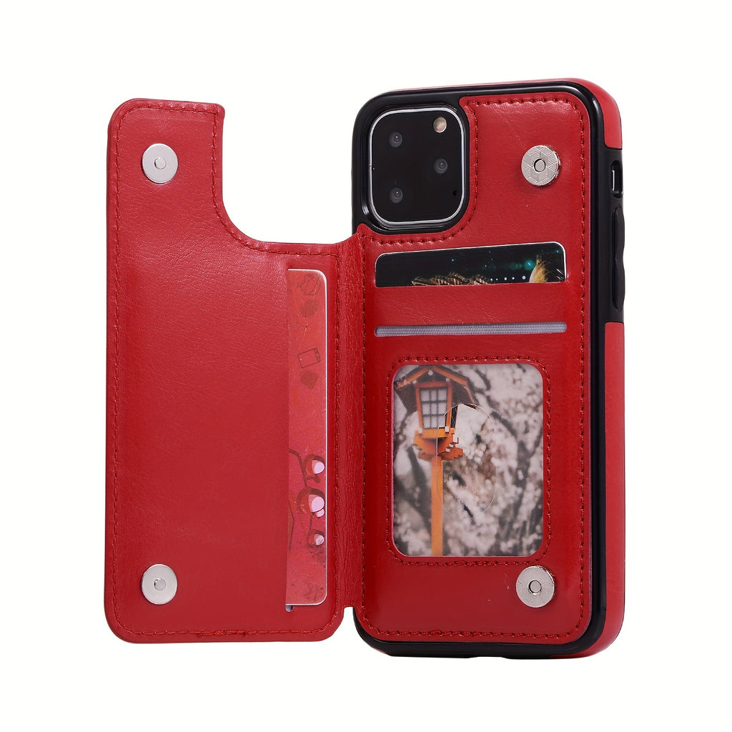 for iPhone 16 15 14 13 12 11 Pro Max XR XS Max SE 2022/2020 7 8 Plus Wallet Case with Card Holder, Faux Leather Kickstand Card Slots Case, Double Magnetic Clasp and Durable Shockproof Cover
