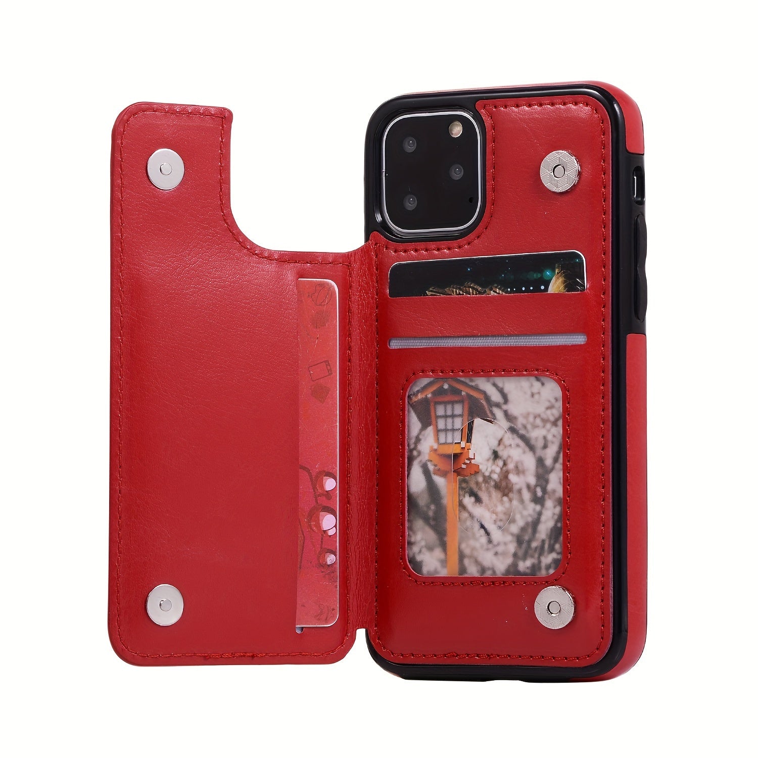for iPhone 16 15 14 13 12 11 Pro Max XR XS Max SE 2022/2020 7 8 Plus Wallet Case with Card Holder, Faux Leather Kickstand Card Slots Case, Double Magnetic Clasp and Durable Shockproof Cover