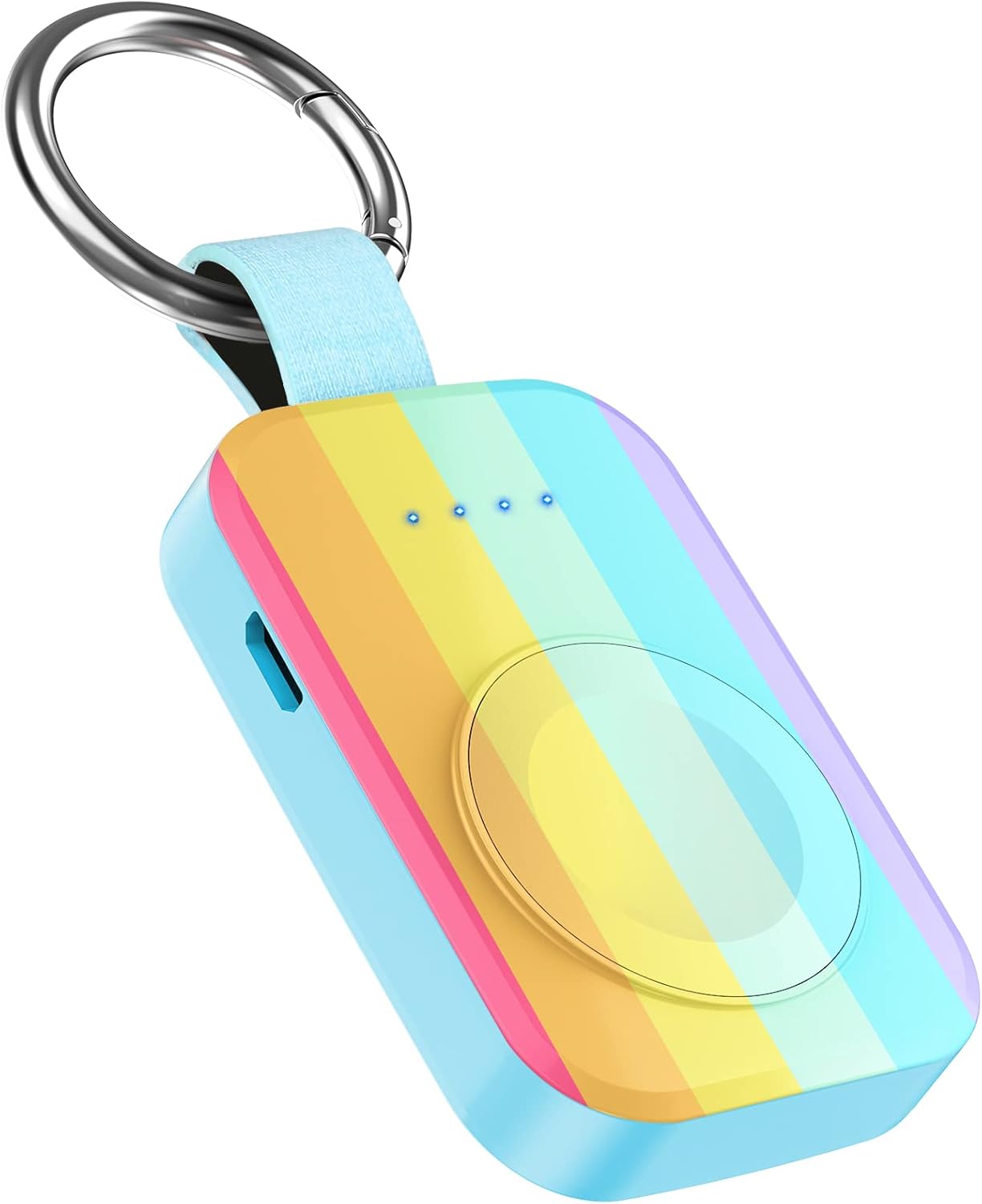 i.VALUX Portable Wireless Charger for Apple Watch Series 10/9/8/UItra/7/6/5/4/3/2/SE/Nike, Compact Magnetic iWatch Charger 1000mAh Power Bank Travel Keychain Style Gift for Mother Girl Birthday-Pink