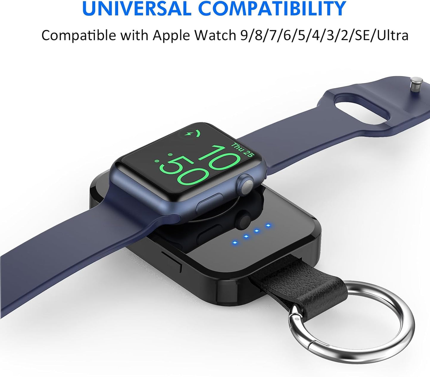 i.VALUX Portable Wireless Charger for Apple Watch Series 10/9/8/UItra/7/6/5/4/3/2/SE/Nike, Compact Magnetic iWatch Charger 1000mAh Power Bank Travel Keychain Style Gift for Mother Girl Birthday-Pink
